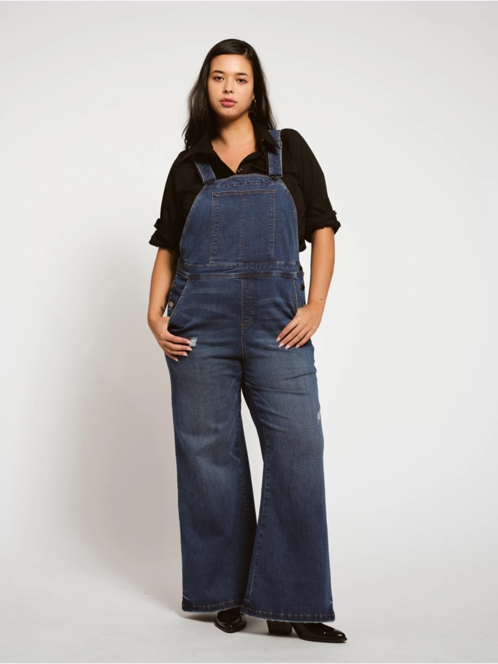 NWT UNIVERSAL STANDARD- Casey Wide Leg Denim Overalls Princeton Blue Size 12